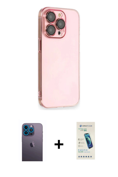 ieg™ iPhone 13 Pro Max Kılıf Siluet Minimal Özel Seri - Şeffaf Pasifik Cam Ekran Koruyucu + Mavi Neo