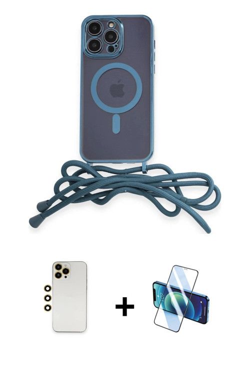 ieg™ iPhone 12 Pro Max Kılıf Eksen Özel Seri - Siyah 3D Antistatik Cam Ekran Koruyucu + Gold Shine K