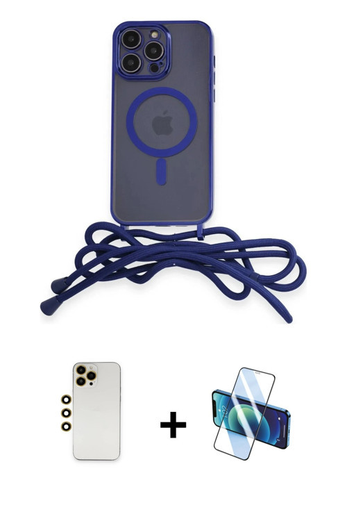 ieg™ iPhone 12 Pro Max Kılıf Eksen Özel Seri - Siyah 3D Antistatik Cam Ekran Koruyucu + Gold Shine K