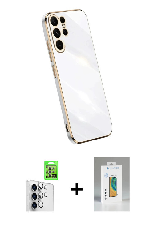 ieg™ Galaxy S25 Ultra Kılıf Yankı Serisi - Şeffaf Polymer Nano Ekran Koruyucu + Gümüş Raze Metal Kam
