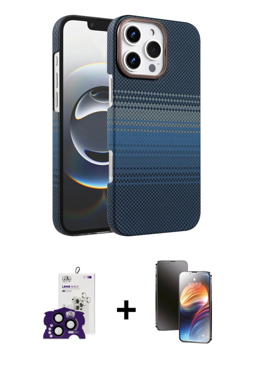 ieg™ iPhone 16 Pro Max Kılıf Doruk Serisi - Siyah 3D Antistatik Mat Seramik Nano Ekran Koruyucu + Si