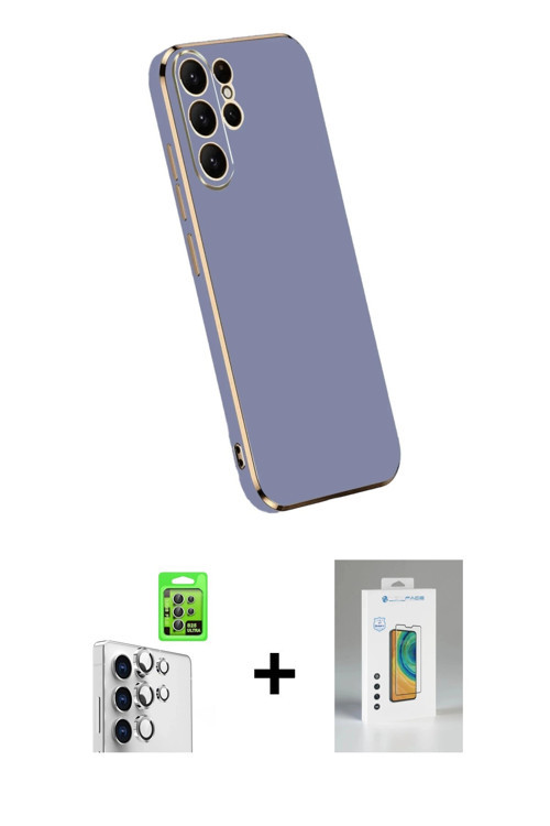 ieg™ Galaxy S25 Ultra Kılıf Yankı Serisi - Şeffaf Polymer Nano Ekran Koruyucu + Gümüş Raze Metal Kam