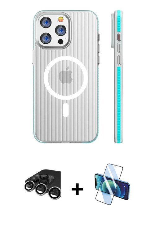 ieg™ iPhone 15 Pro Max Kılıf Pusula Minimal Koleksiyonu - Siyah 3D Antistatik Seramik Nano Ekran Kor