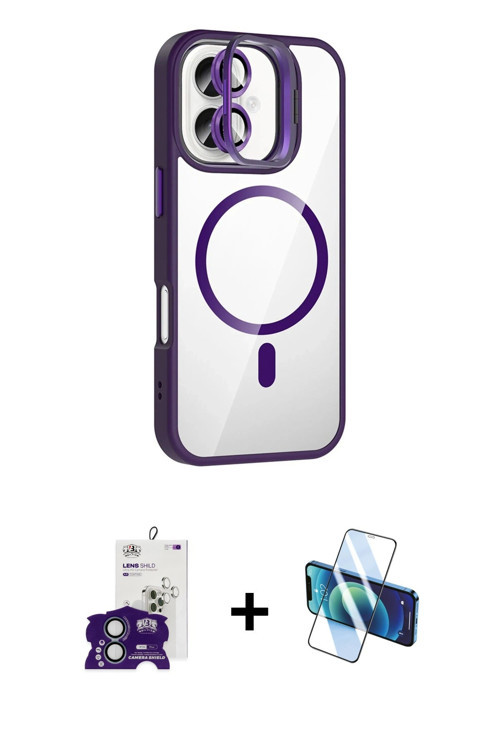 ieg™ iPhone 16 Kılıf Yadigar Asil Koleksiyonu - Siyah 3D Antistatik Seramik Nano Ekran Koruyucu + Ye