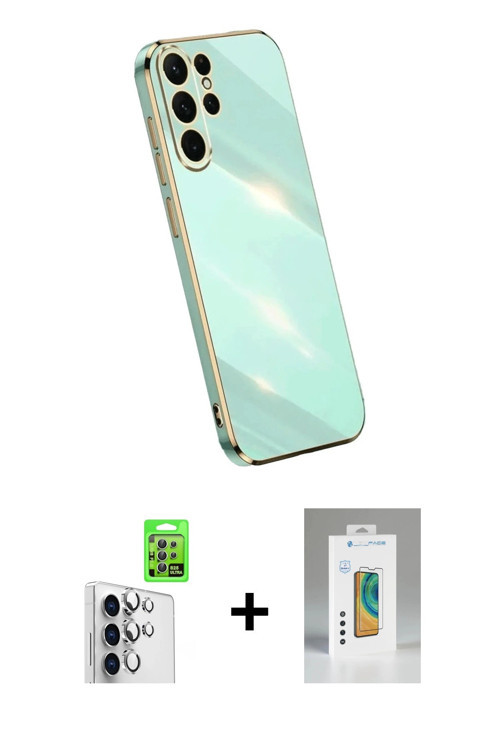 ieg™ Galaxy S25 Ultra Kılıf Yankı Serisi - Şeffaf Polymer Nano Ekran Koruyucu + Gümüş Raze Metal Kam
