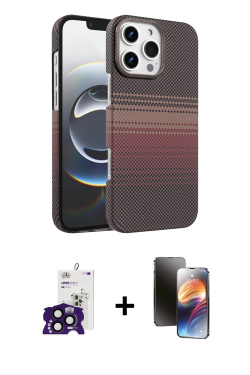 ieg™ iPhone 16 Pro Max Kılıf Doruk Serisi - Siyah 3D Antistatik Mat Seramik Nano Ekran Koruyucu + Si