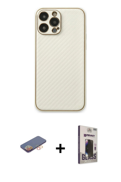 ieg™ iPhone 13 Pro Max Kılıf Ahenk Işık - Siyah Bilvis Hayalet Cam Ekran Koruyucu + Turuncu Renkli K