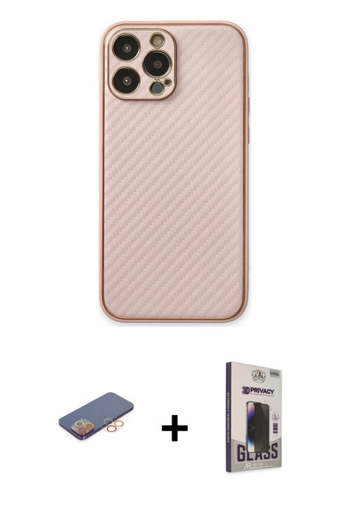ieg™ iPhone 13 Pro Max Kılıf Ahenk Işık - Siyah Bilvis Hayalet Cam Ekran Koruyucu + Turuncu Renkli K