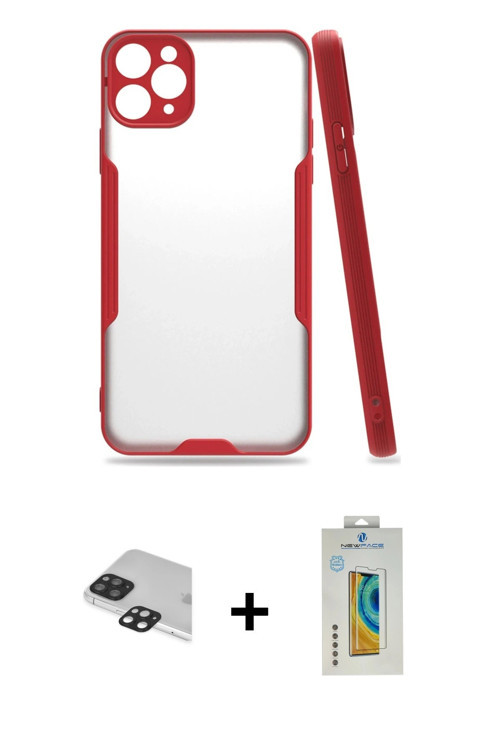 ieg™ iPhone 11 Pro Max Kılıf Atlas Asil Serisi - Siyah Polymer Nano Ekran Koruyucu + Siyah Pers Alüm