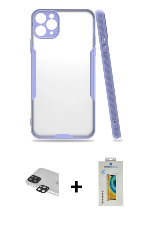 ieg™ iPhone 11 Pro Max Kılıf Atlas Asil Serisi - Siyah Polymer Nano Ekran Koruyucu + Siyah Pers Alüm