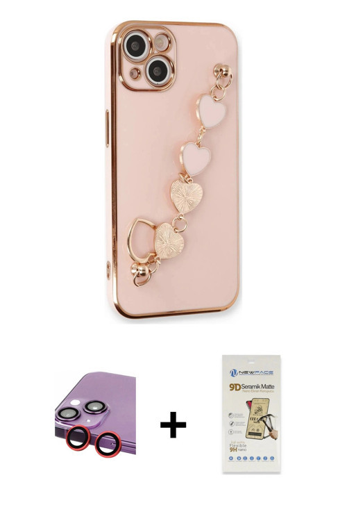 ieg™ iPhone 14 Plus Kılıf Nova Işık Prime - Siyah Mat Seramik Nano Ekran Koruyucu + Kırmızı Raze Met