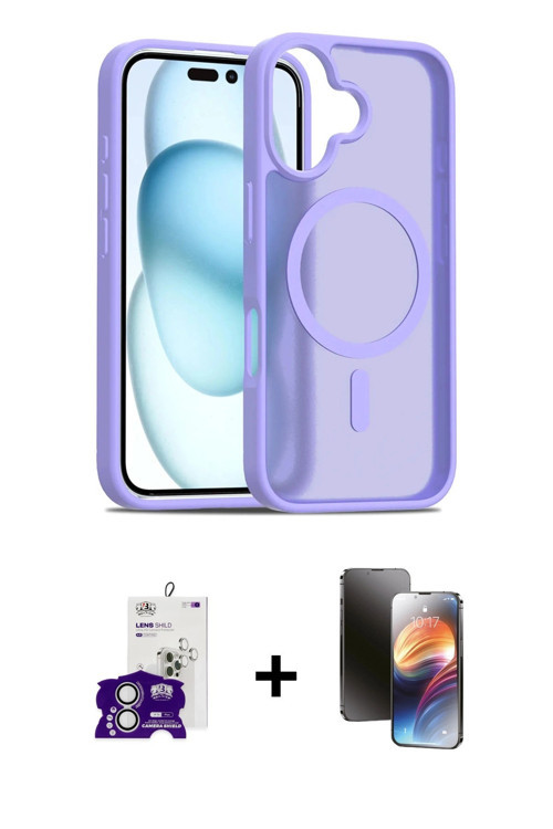 ieg™ iPhone 16 Kılıf Siluet Minimal Prime - Siyah 3D Antistatik Mat Seramik Nano Ekran Koruyucu + Gü