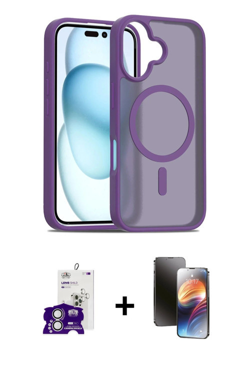 ieg™ iPhone 16 Kılıf Siluet Minimal Prime - Siyah 3D Antistatik Mat Seramik Nano Ekran Koruyucu + Gü