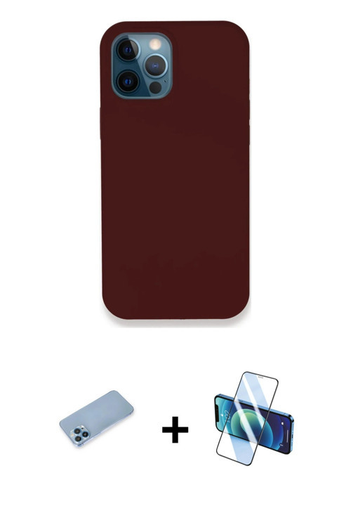 ieg™ iPhone 12 Pro Max Kılıf Zirve Modern Özel Seri - Siyah 3D Antistatik Cam Ekran Koruyucu + Mavi