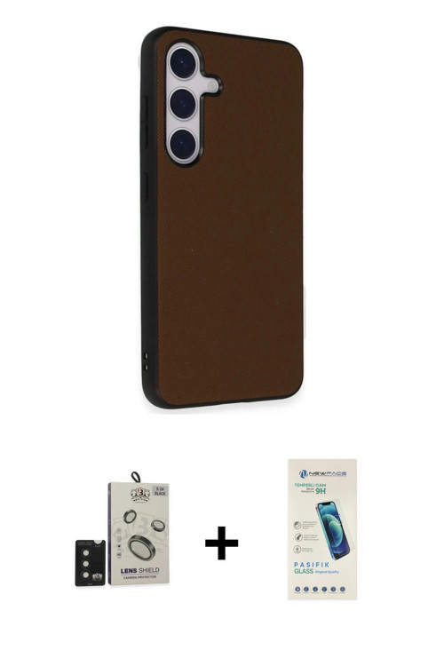 ieg™ Galaxy S24 Kılıf Akış Asil Koleksiyonu - Şeffaf Pasifik Cam Ekran Koruyucu + Siyah Bilvis Titan