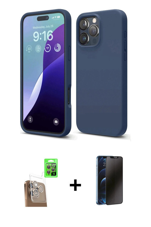 ieg™ iPhone 16 Pro Kılıf Kozmos Yansıma Özel Seri - Siyah 3D Antistatik Hayalet Cam Ekran Koruyucu +