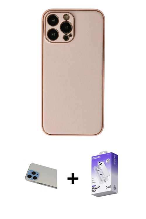 ieg™ iPhone 13 Pro Max Kılıf Yadigar Klasik - Siyah Bilvis 5in1 3D Magic Cam Ekran Koruyucu + Mavi R