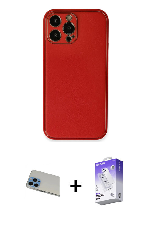 ieg™ iPhone 13 Pro Max Kılıf Yadigar Klasik - Siyah Bilvis 5in1 3D Magic Cam Ekran Koruyucu + Mavi R