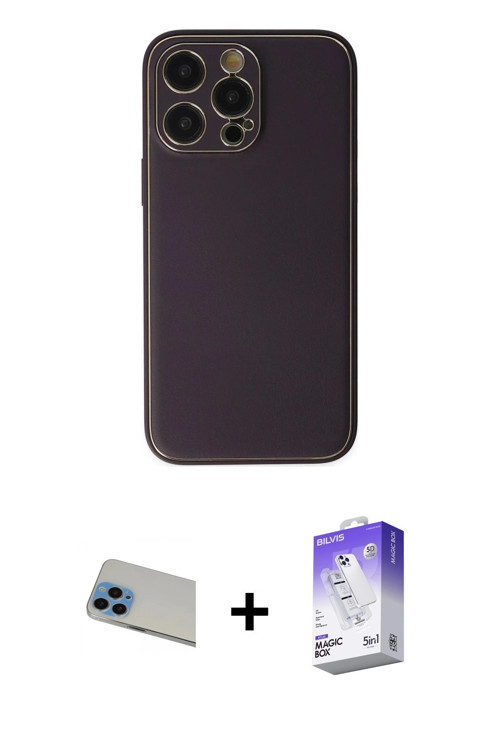 ieg™ iPhone 13 Pro Max Kılıf Yadigar Klasik - Siyah Bilvis 5in1 3D Magic Cam Ekran Koruyucu + Mavi R