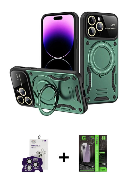 ieg™ iPhone 16 Pro Max Kılıf Kıvılcım Modern Serisi - Şeffaf 360 Full Body Arka Koruyucu + Gümüş Bil