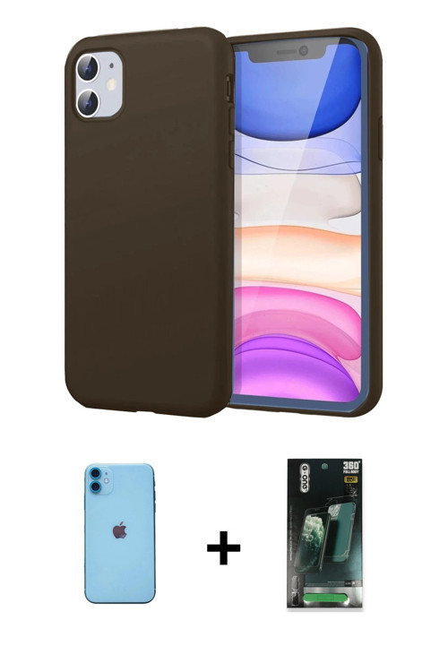 ieg™ iPhone 11 Kılıf Kozmos Yansıma Özel Seri - Şeffaf 360 Full Body Arka Koruyucu + Mavi Neon Fosfo