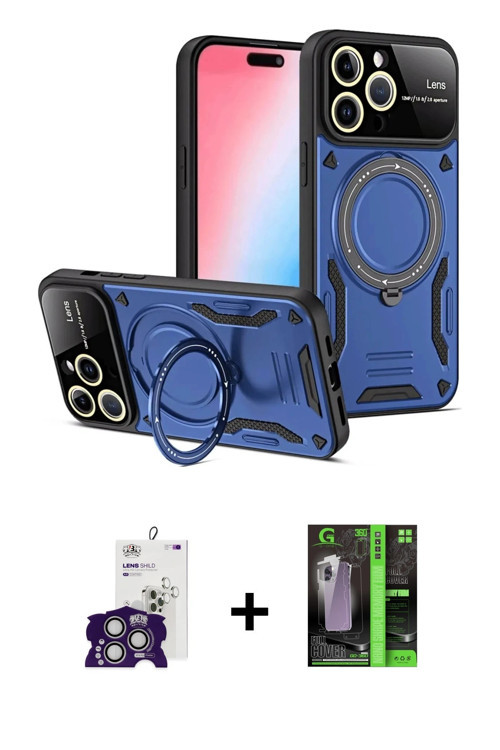 ieg™ iPhone 16 Pro Max Kılıf Kıvılcım Modern Serisi - Şeffaf 360 Full Body Arka Koruyucu + Gümüş Bil