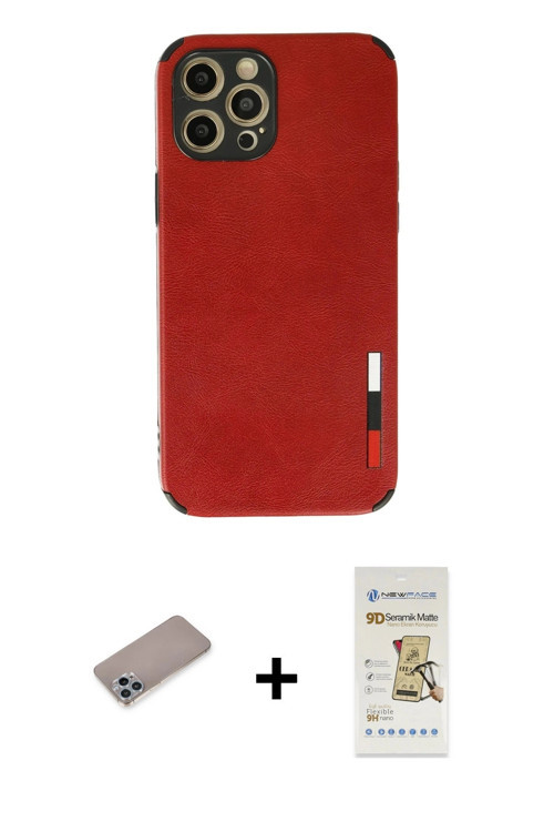 ieg™ iPhone 12 Pro Max Kılıf Doruk Asil Koleksiyonu - Siyah Mat Seramik Nano Ekran Koruyucu + Sierra