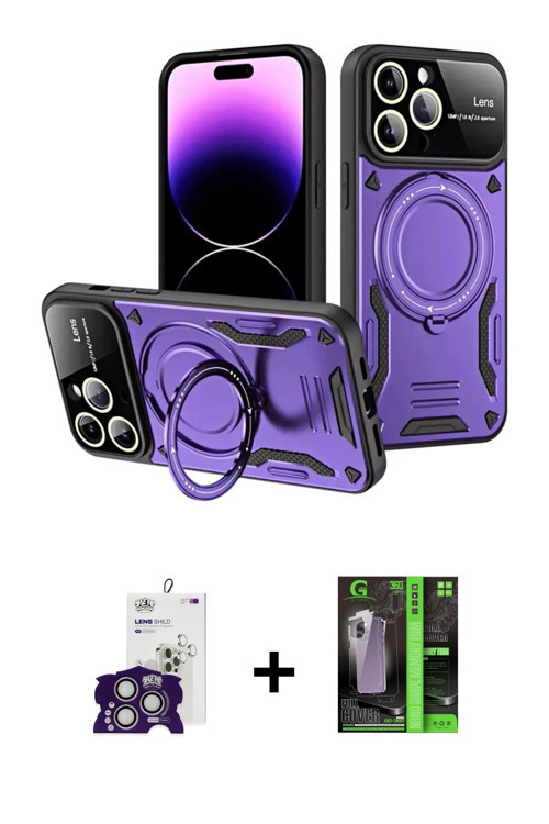 ieg™ iPhone 16 Pro Max Kılıf Kıvılcım Modern Serisi - Şeffaf 360 Full Body Arka Koruyucu + Gümüş Bil