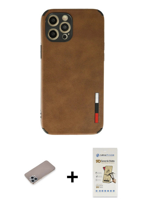 ieg™ iPhone 12 Pro Max Kılıf Doruk Asil Koleksiyonu - Siyah Mat Seramik Nano Ekran Koruyucu + Sierra
