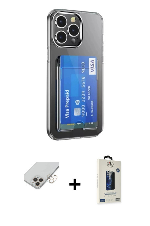 ieg™ iPhone 14 Pro Max Kılıf Doruk Klasik Koleksiyonu - Siyah Bilvis Hayalet Cam Ekran Koruyucu + Go