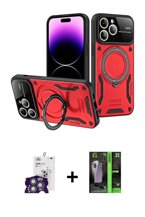 ieg™ iPhone 16 Pro Max Kılıf Kıvılcım Modern Serisi - Şeffaf 360 Full Body Arka Koruyucu + Gümüş Bil