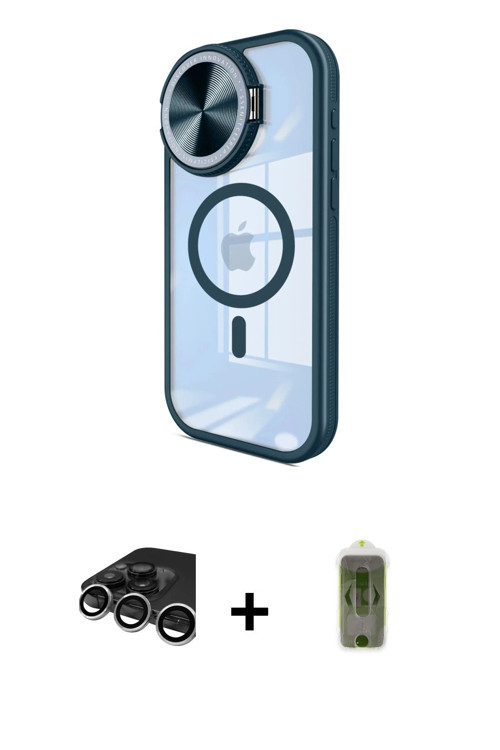 ieg™ iPhone 15 Pro Max Kılıf Kıvılcım Modern Koleksiyonu - Siyah Joko Magic 5D Hayalet Cam + Gümüş R