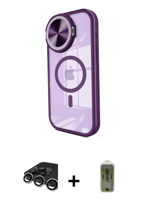 ieg™ iPhone 15 Pro Max Kılıf Kıvılcım Modern Koleksiyonu - Siyah Joko Magic 5D Hayalet Cam + Gümüş R