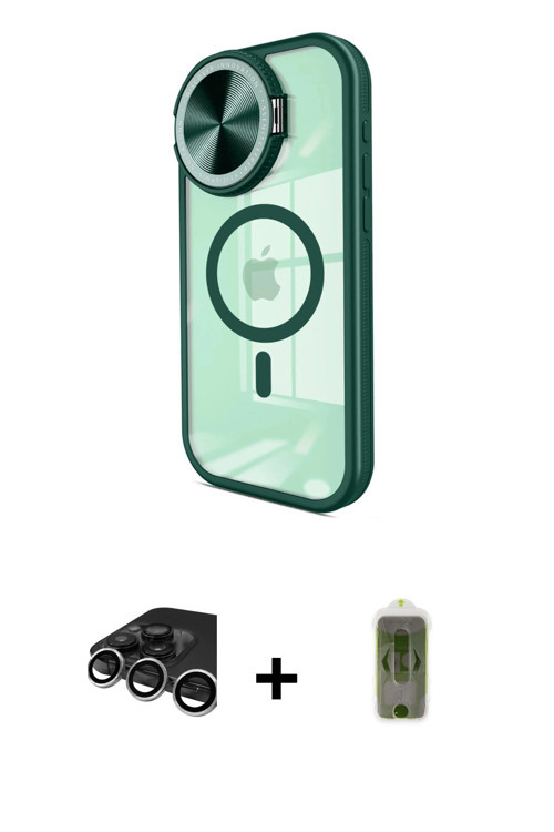 ieg™ iPhone 15 Pro Max Kılıf Kıvılcım Modern Koleksiyonu - Siyah Joko Magic 5D Hayalet Cam + Gümüş R