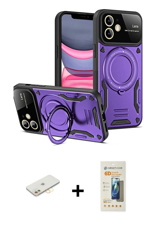 ieg™ iPhone 11 Kılıf Kıvılcım Modern Serisi - Siyah 6D Mat Seramik Hayalet Nano Ekran Koruyucu + Sar
