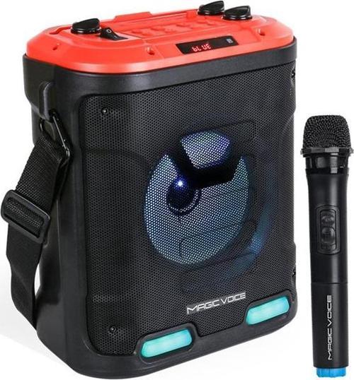 MAGICVOICE MV-6005 VHF EL MİKROFONU+USB+SD+BT 30 WATT IŞIKLI TAŞINABİLİR ŞARJLI SEYYAR Amfi