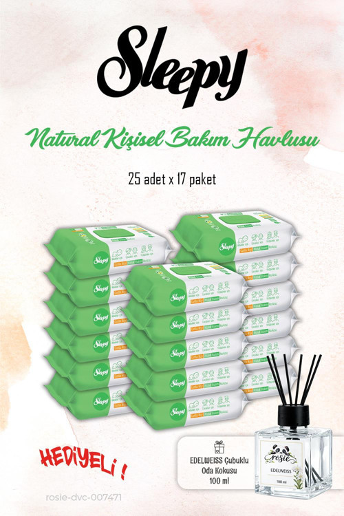 17 Paket Kişisel Bakım Havlusu, Natural 25'li ve ROSIE Koku