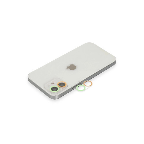 Apple İphone 11 Renkli Kamera Lens Koruma Cam - Turuncu-Yeşil