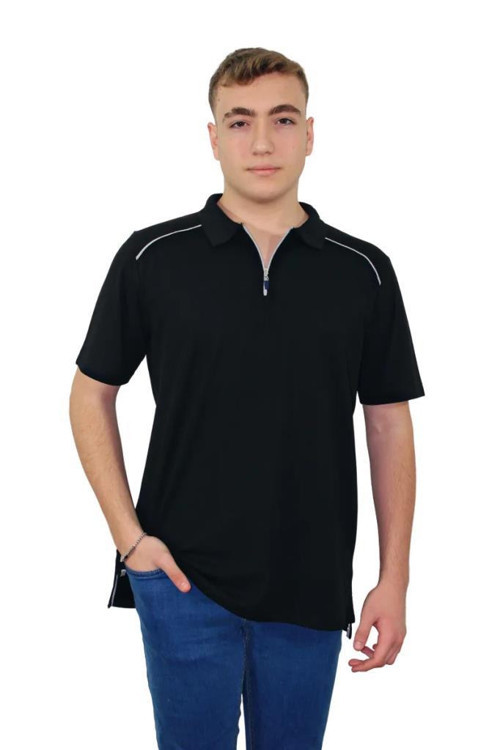 LT05Y Siyah Fermuarlı Lakost Tişört Biyeli 4XL