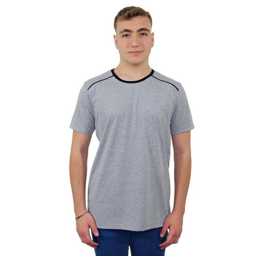 BT04Y Gri Biyeli Penye Sıfır Yaka Tişört XS