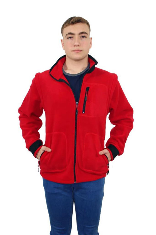 CPM03 Kırmızı Çıkarılabilir Kol Polar Mont S