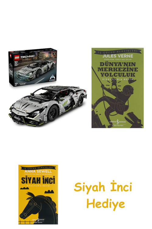 Technic Lamborghini Revuelto Spor Araba + Dünyanın Merkezine Yolculuk + Siyah İnci Hediye