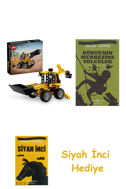 Technic Kazıcı Yükleyici 42197 – 7 Yaş + Dünyanın Merkezine Yolculuk + Siyah İnci Hediye