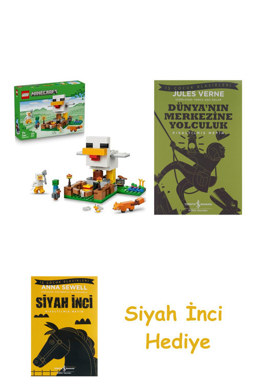 Minecraft Tavuk Çiftliği 21585-7 Yaş Ve + Dünyanın Merkezine Yolculuk + Siyah İnci Hediye