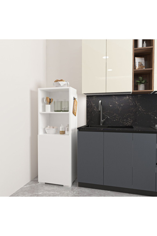 Atlas Askı Detaylı Mdf Beyaz Çok Amaçlı Dolap Banyo Dolabı Kiler Dolabı Mutfak Dolabı