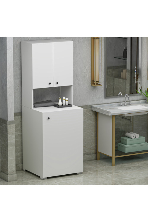 Ecn Üst Dolaplı Çok Amaçlı Çamaşır Makinesi Dolabı Beyaz Mdf