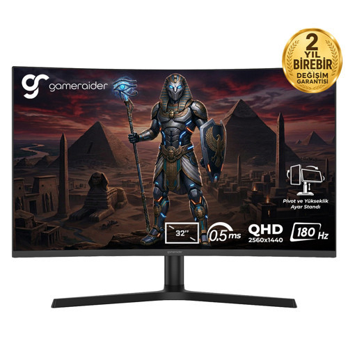 HORUS GR32QC18V 32 inç 180Hz 0.5ms 2K QHD Adaptive Sync VA Kavisli Pivot Gaming Monitör