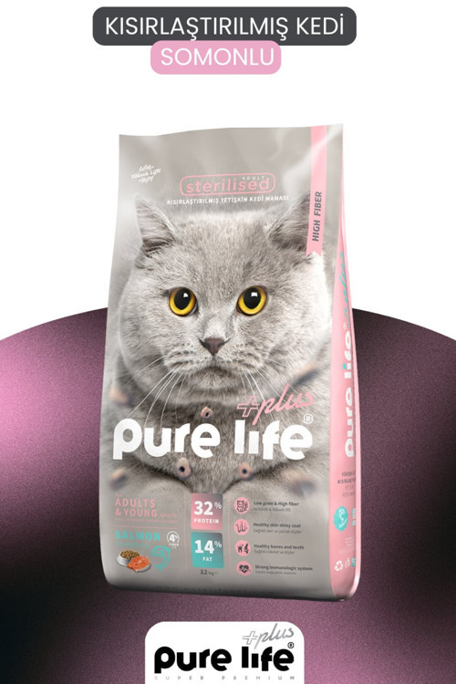 Plus Somonlu Kısırlaştırılmış Kedi Maması 12 KG