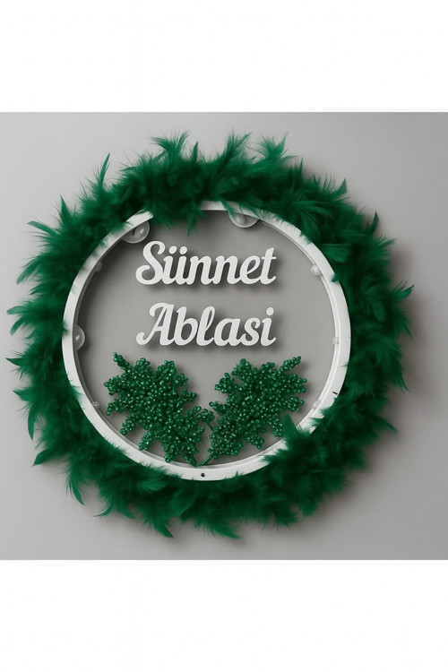 Tüylerle Süslenmiş Sünnet Tefi Vurmalı Çalgı Def Müzik Aleti Sünnet Ablası Tefi Sünnet Kınası Tefi