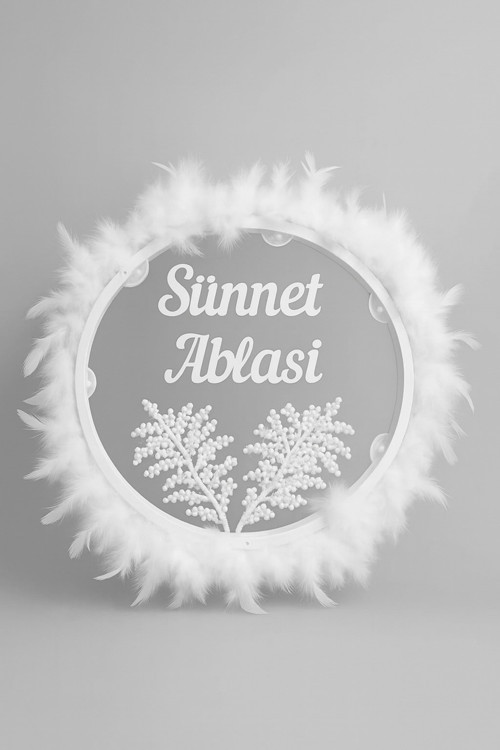 Tüylerle Süslenmiş Sünnet Tefi Vurmalı Çalgı Def Müzik Aleti Sünnet Ablası Tefi Sünnet Kınası Tefi